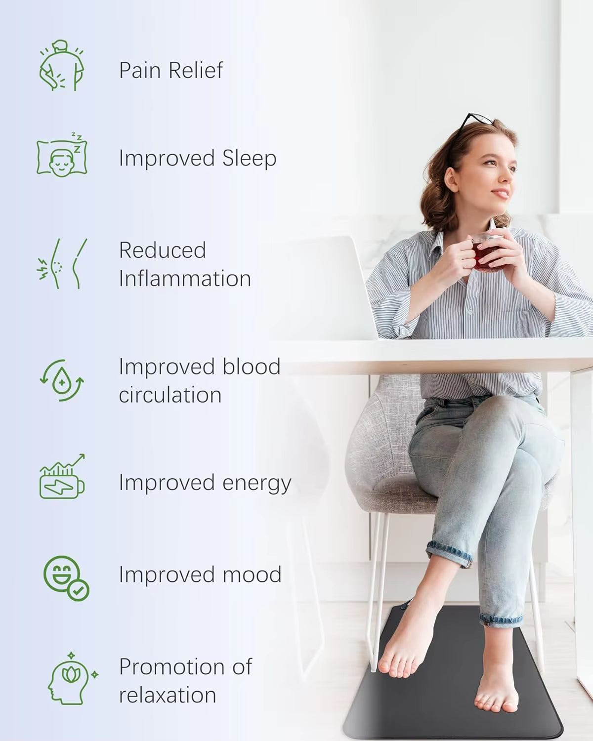 30X60CM Earthing Mat Grounding Pad for Improves Sleep,Enhanced Circulation,Reduces Inflammation & Pain Grounding Mat for Desk